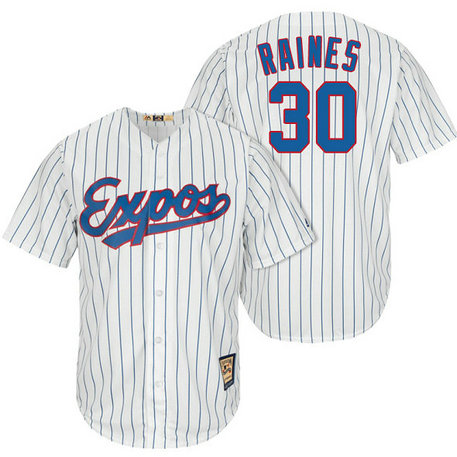 Montreal Expos #30 Tim Raines White/Royal Cooperstown Player Cool Base Jersey Montreal Expos #30 Tim Raines White/Royal Cooperstown Player Cool Base Jersey